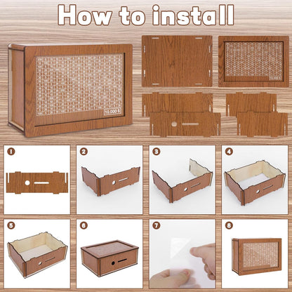 10,000 Savings Challenge Box - Wooden Cash Vault and Coin Counter for Adults and Kids, Kakeibo Money Box